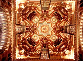 The ornate ceiling inside Cardiff Castle