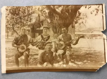 Sepia photograph of sailors