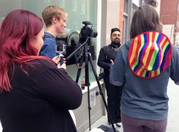 Young people filming
