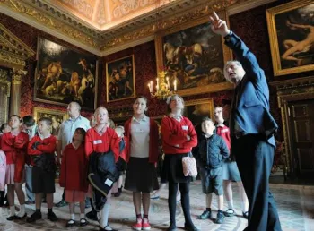 A school party being shown around Houghton Hall, Norfolk