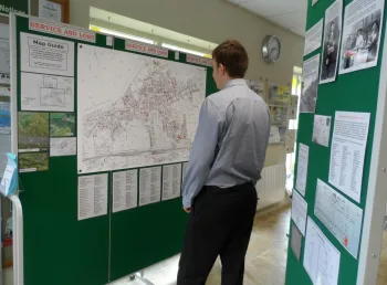 Exhibition highlighting the location of people on the Otley war memorial
