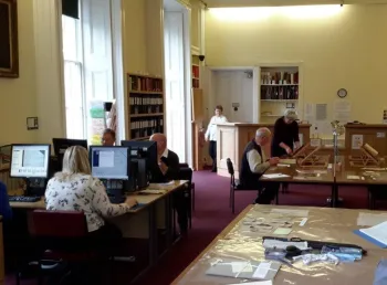 Volunteers doing research at Flintshire County Council record office