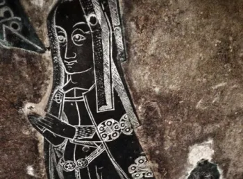 An engraving of St Wendreda 