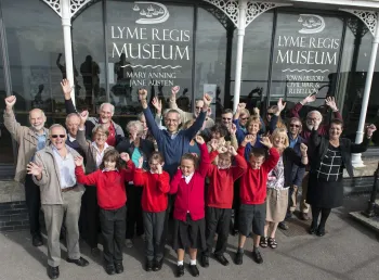 School children at the opening of the Mary Anning Wing