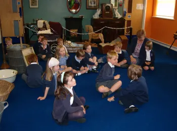 Children learning about homes in the past