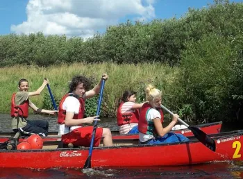 Young people kayaking