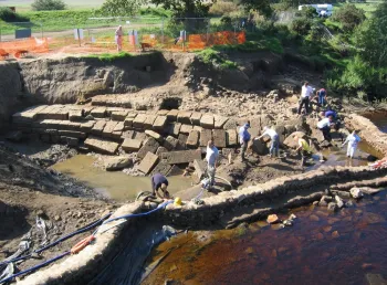 Full view of the working excavation site 