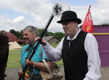 Members of the group during film production 