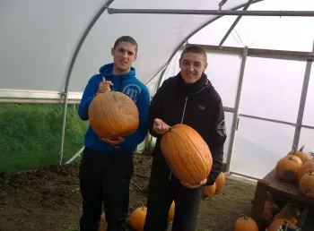 Young people showing off their food growing skills