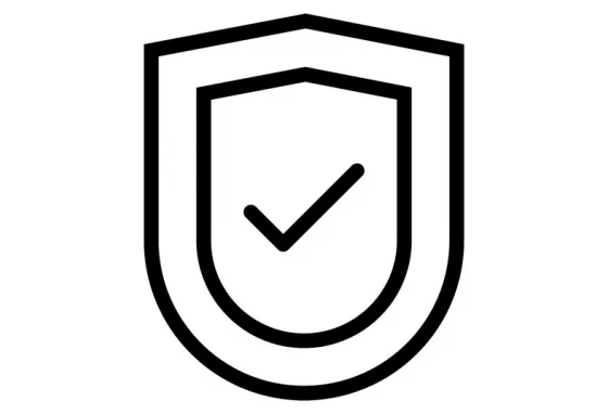An icon of a shield with a tick on it