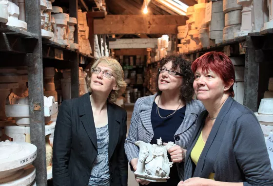 UK’s last surviving Victorian pottery spins wheel to success with Lottery grant Carole Souter, Chief Executive HLF and Ros Kerslake, Chief Executive for the Princes Regeneration Trust