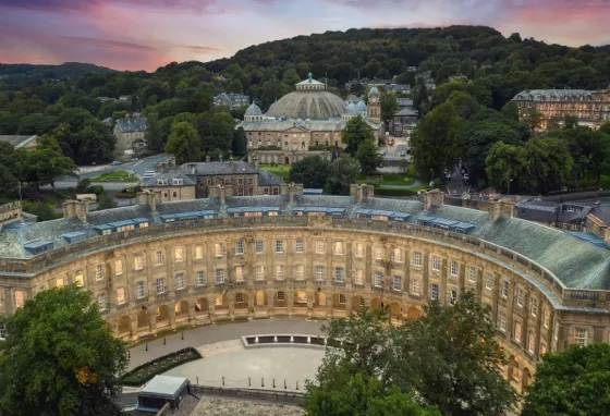 Buxton Crescent & Spa Large building seen from above