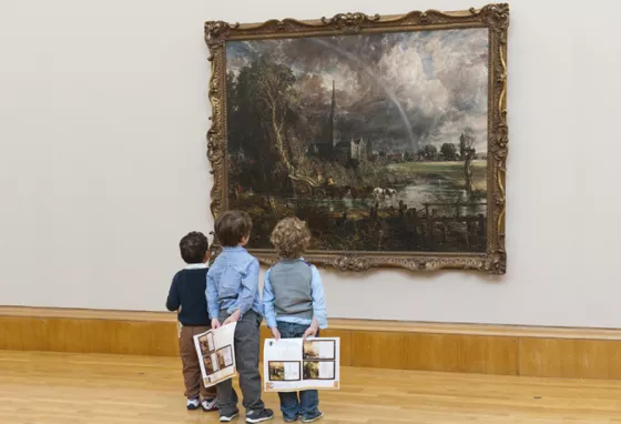 25 years of funding for the UK's incredible heritage Three children look at Constable painting