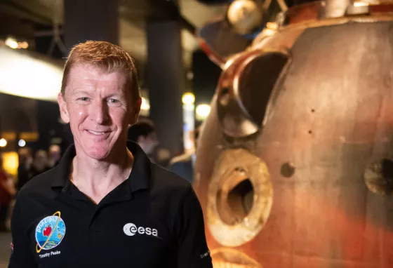 25 years: Astronaut Tim Peake celebrates National Lottery funding for world of science Time Peake next to the rocket that took him to space