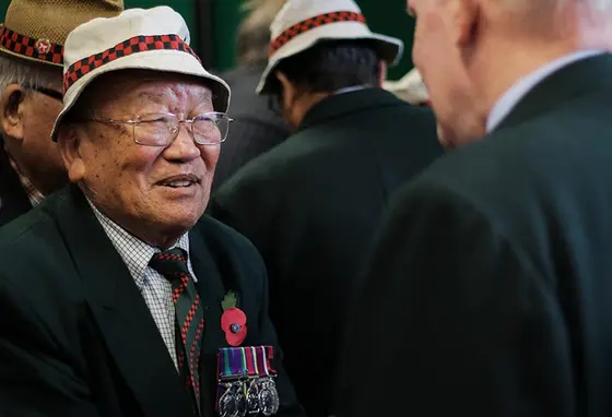 A Gurkha army veteran at an event