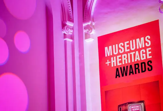 Museums and Heritage sign at the awards ceremony