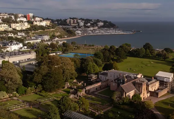 Torquay on the South Devon coast, with Torre Abbey in the foreground.