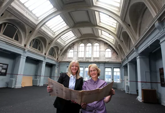 Lottery investment to unlock commercial potential of five unused historic buildings Carole Souter and Nicky Dunn at the Harland and Wolff drawing offices