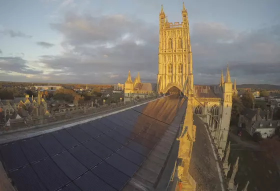 Gloucester Cathedrals roof and new solar panels