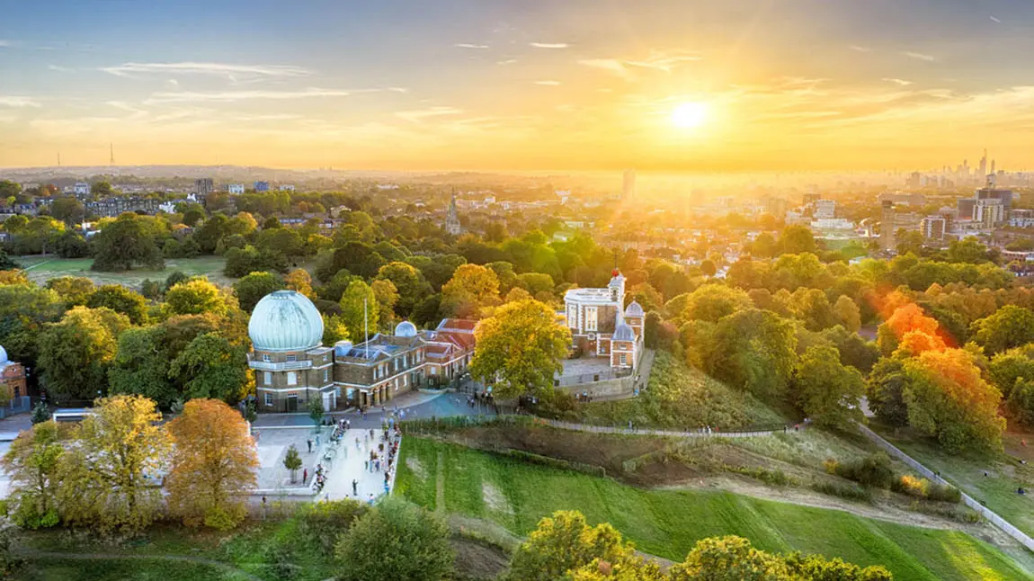 The sun setting over The Royal Observatory