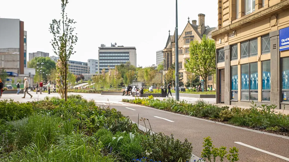 The view from Hall Ings to Norfolk Gardens.