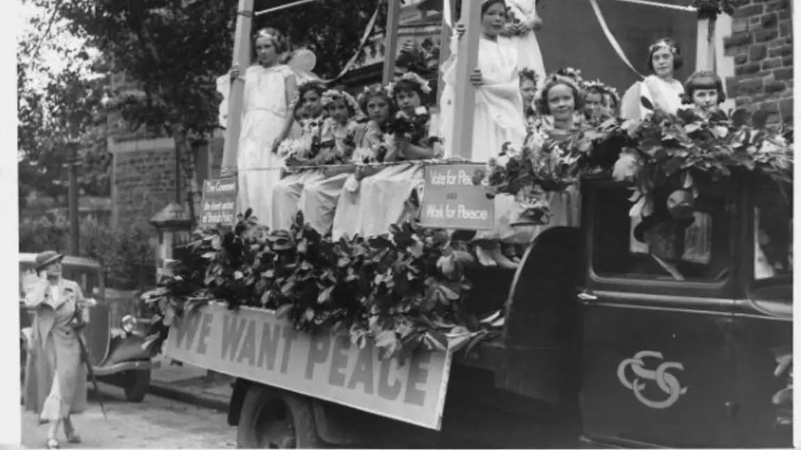 Archive image of the Peace Float in Cardiff