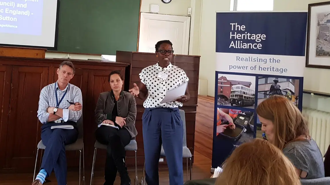 International working: what the UK heritage sector is doing Woman talking at event