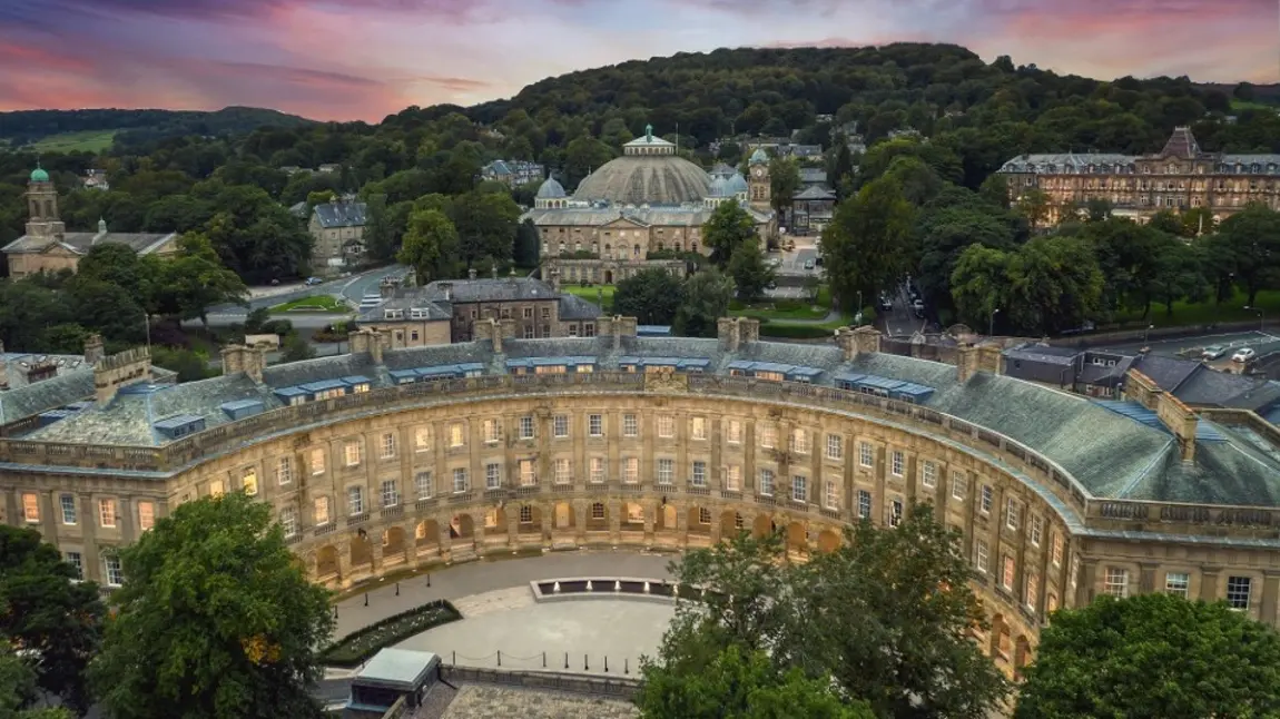 Buxton Crescent & Spa Large building seen from above