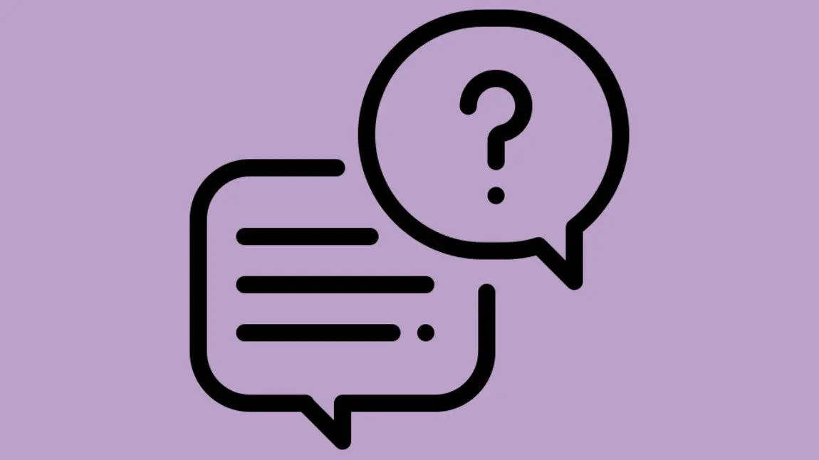 Illustration of speech bubbles, one with a question mark