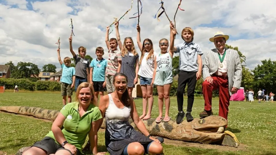 Group of volunteers and children in the New Forest National Park 