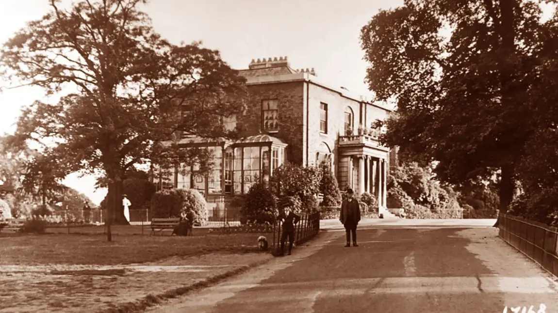 Old image of Brockwell hall building in sepia colour