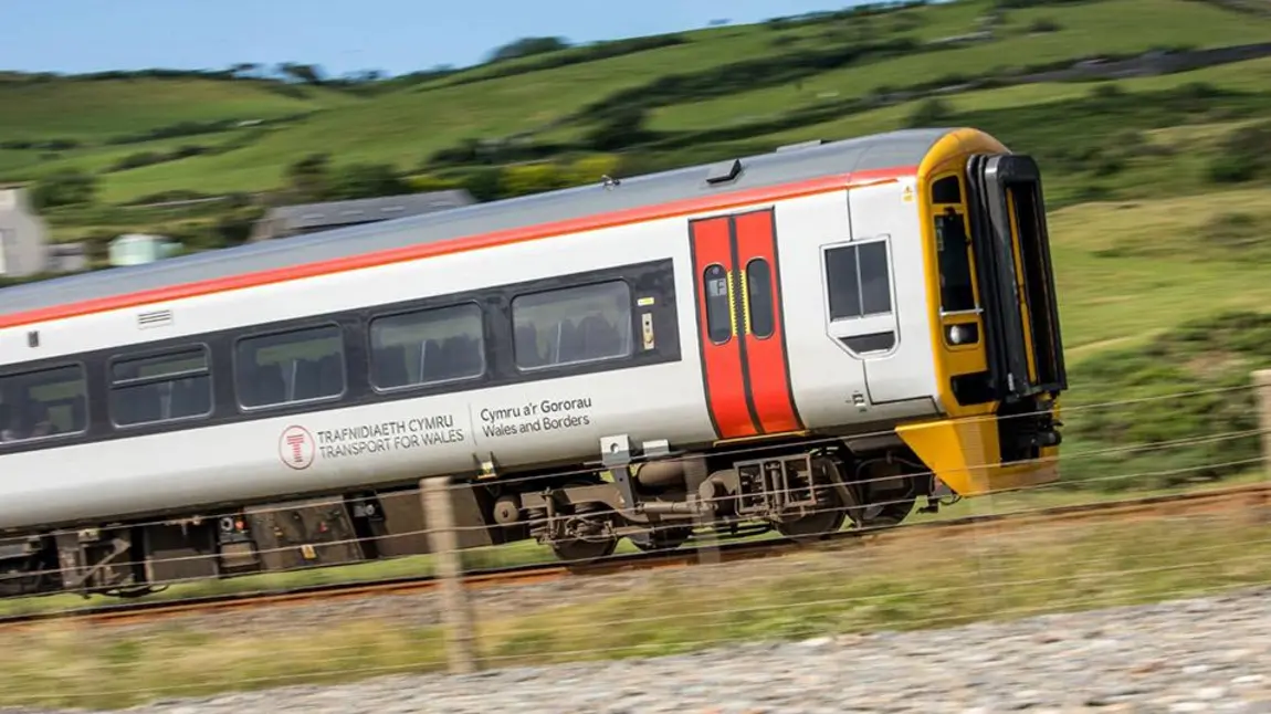 Train travelling through countryside