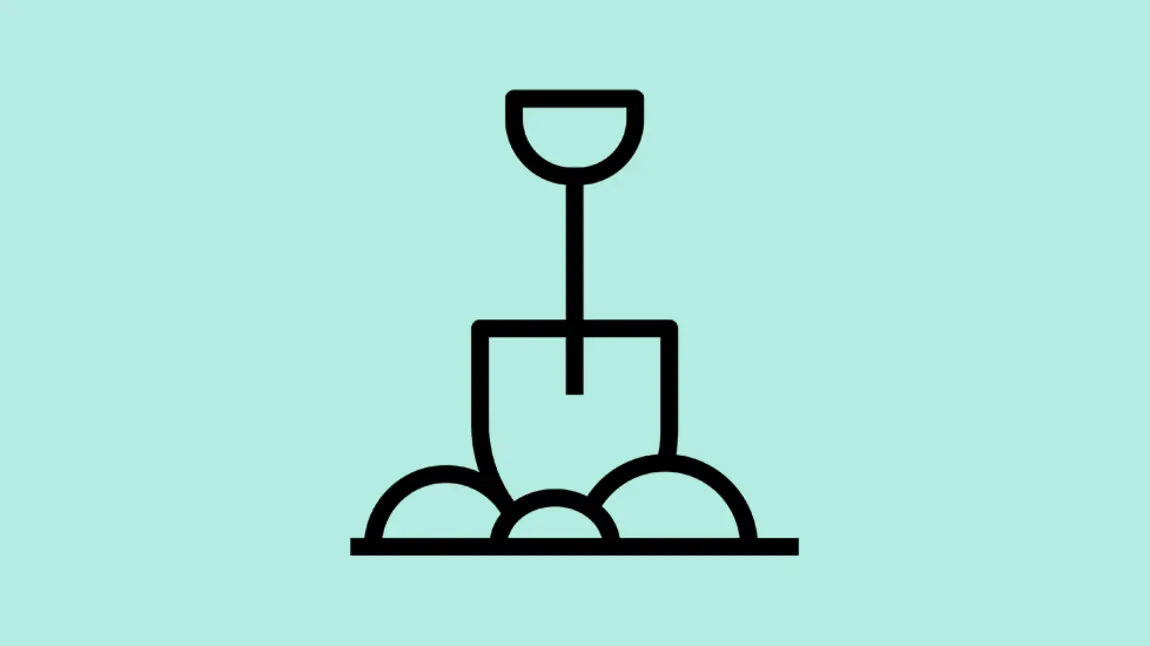 Image icon showing a simple outline of a shovel in the earth