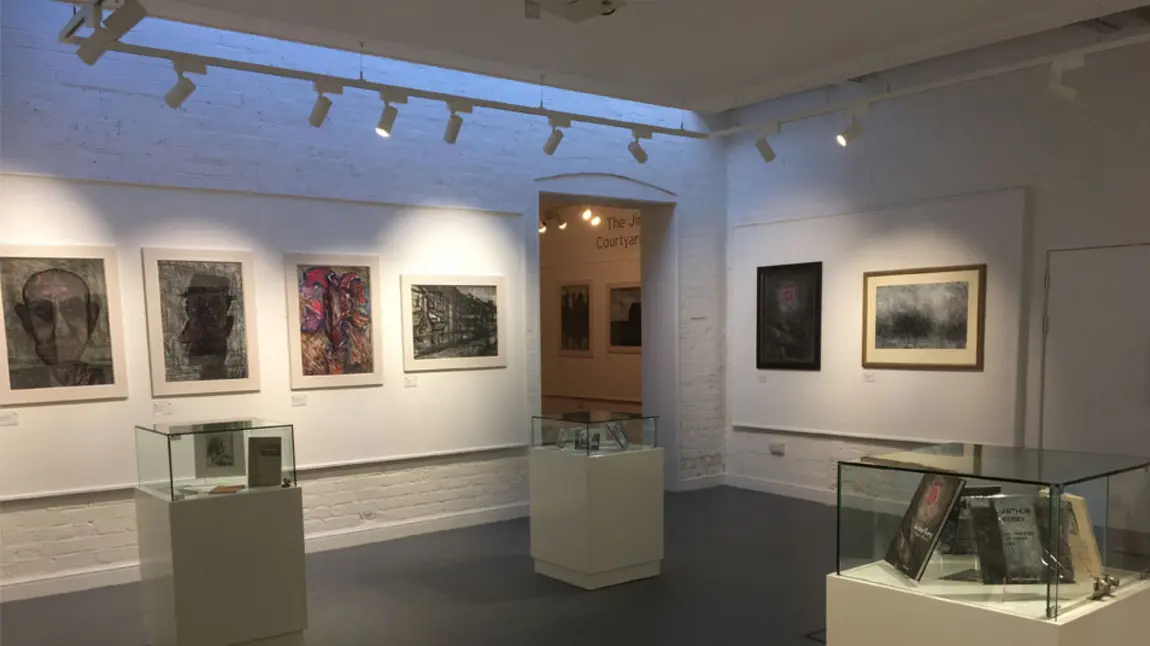 The inside of the new gallery at Brampton Museum with artwork displayed on the walls