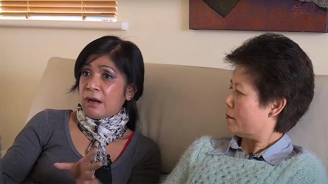 Two cambodian women giving oral history testimony