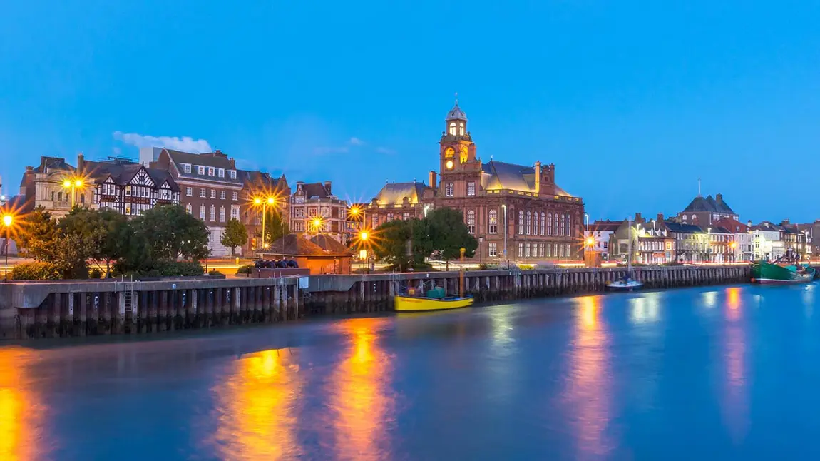 a night-time view of Great Yarmouth's waterfront