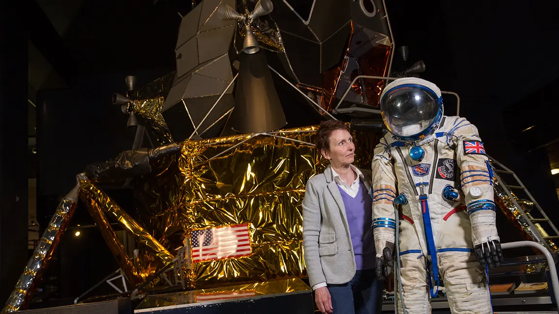 Helen Sharman and her spacesuit