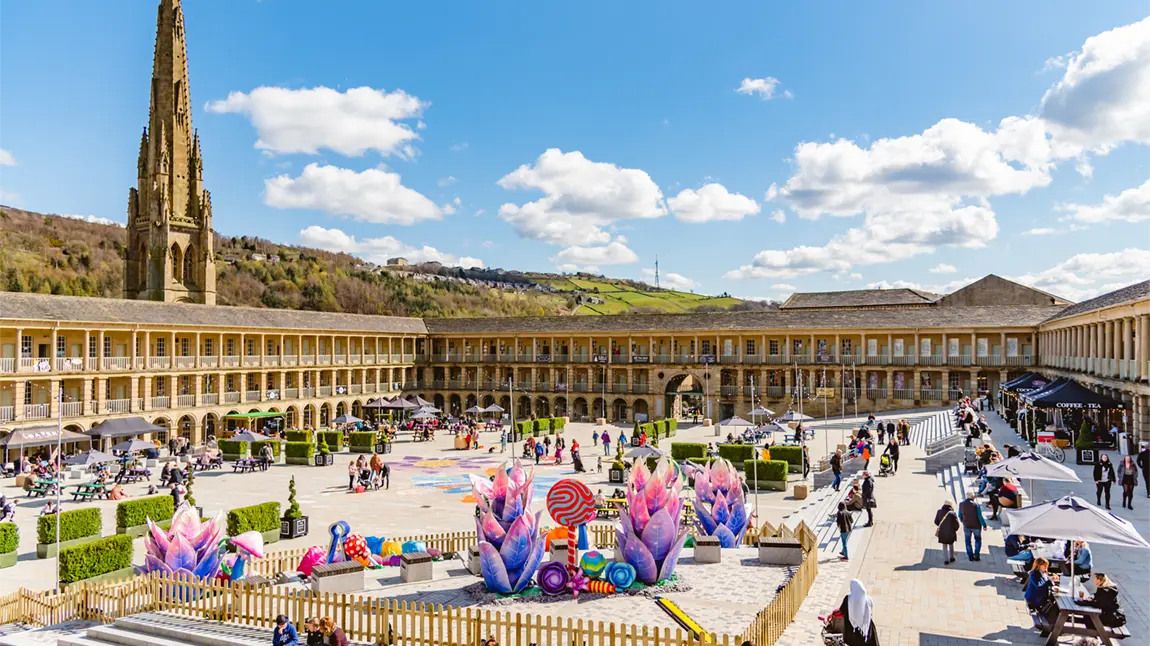 People enjoying an event in the courtyard of The Piece Hall