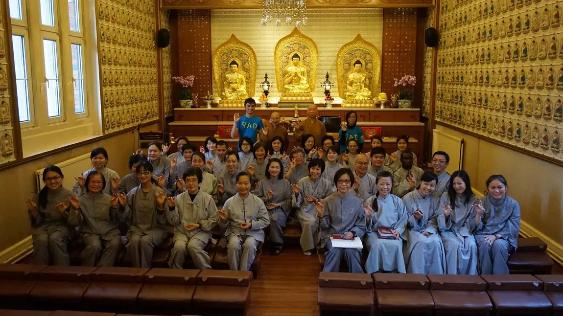 A meditation class at the temple