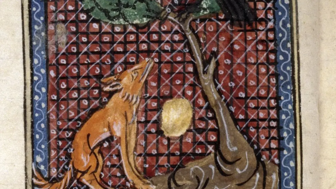 Discovering the distant Dutch relative of Fantastic Mr. Fox and Disney’s Robin Hood Reynard and the crow. From a manuscript of the Romance of Reynard the Fox and Isengrin