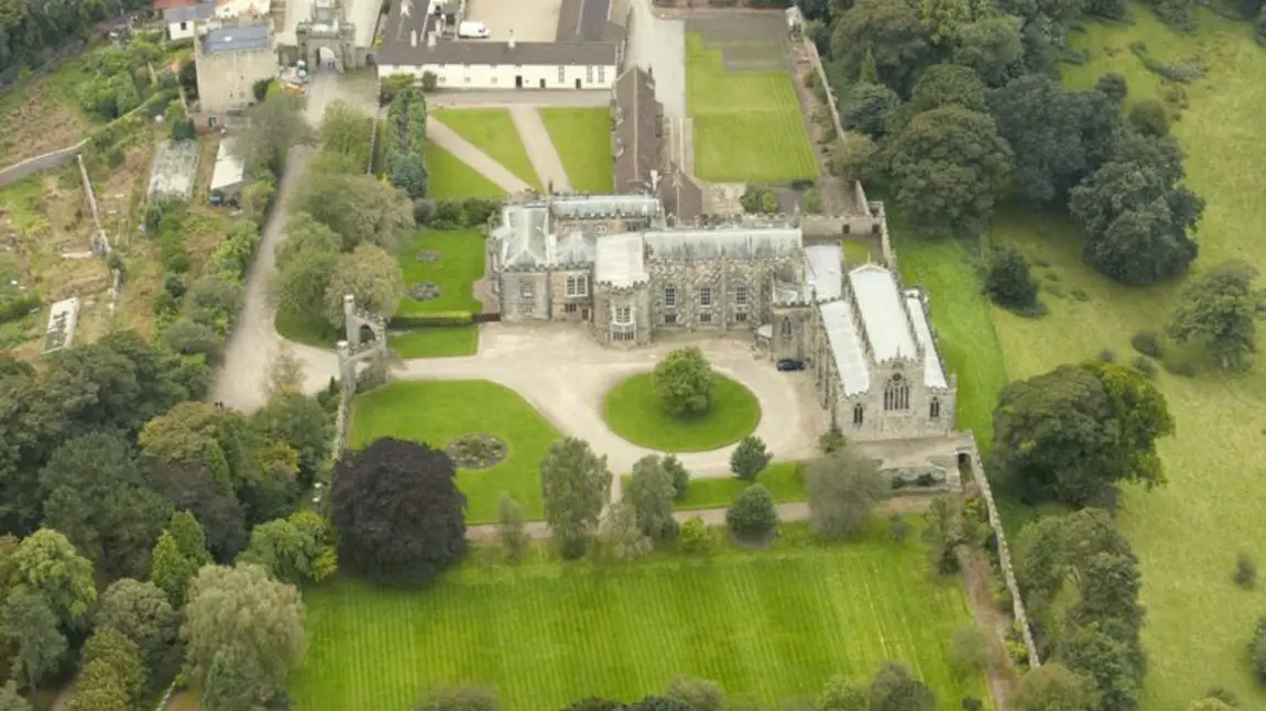 Aerial view of Auckland Castle 