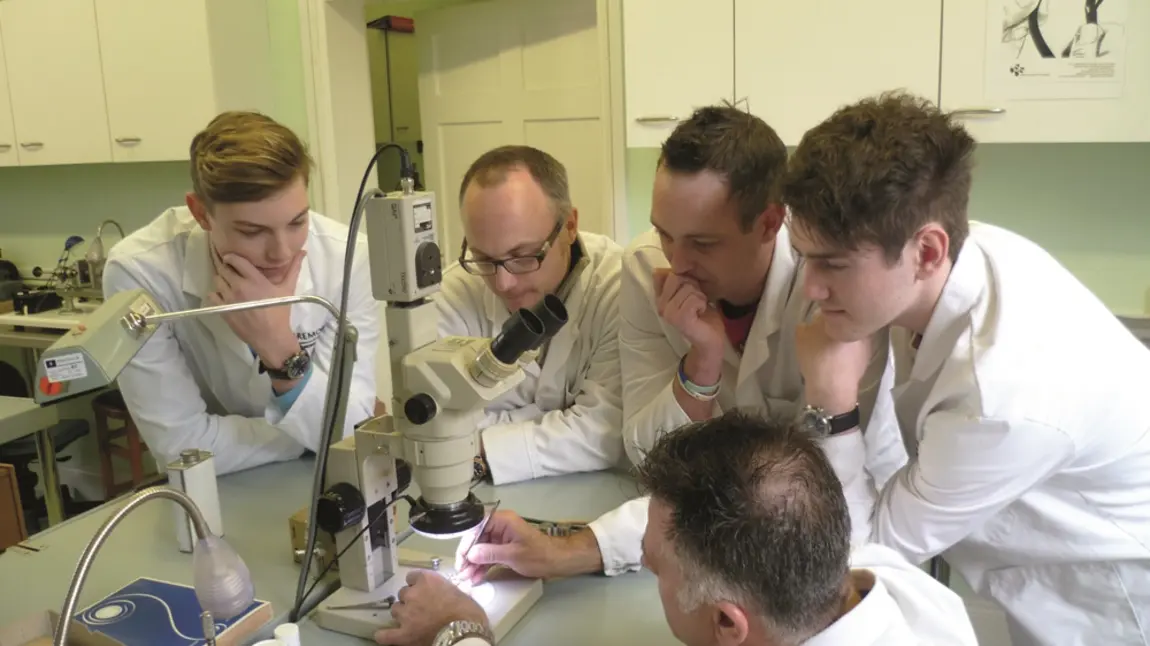As the clocks fall back, the British Horological Institute steps forward BHI tutor John Murphy and students