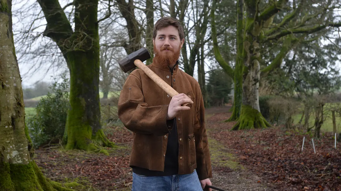 Blacksmith Owen Mort walks in the woods Blacksmith Owen Mort walks in the woods