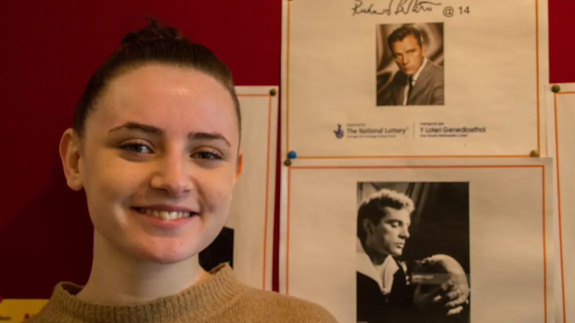 Changing lives: instilling confidence in Port Talbot teens Sophie in front of the students' display
