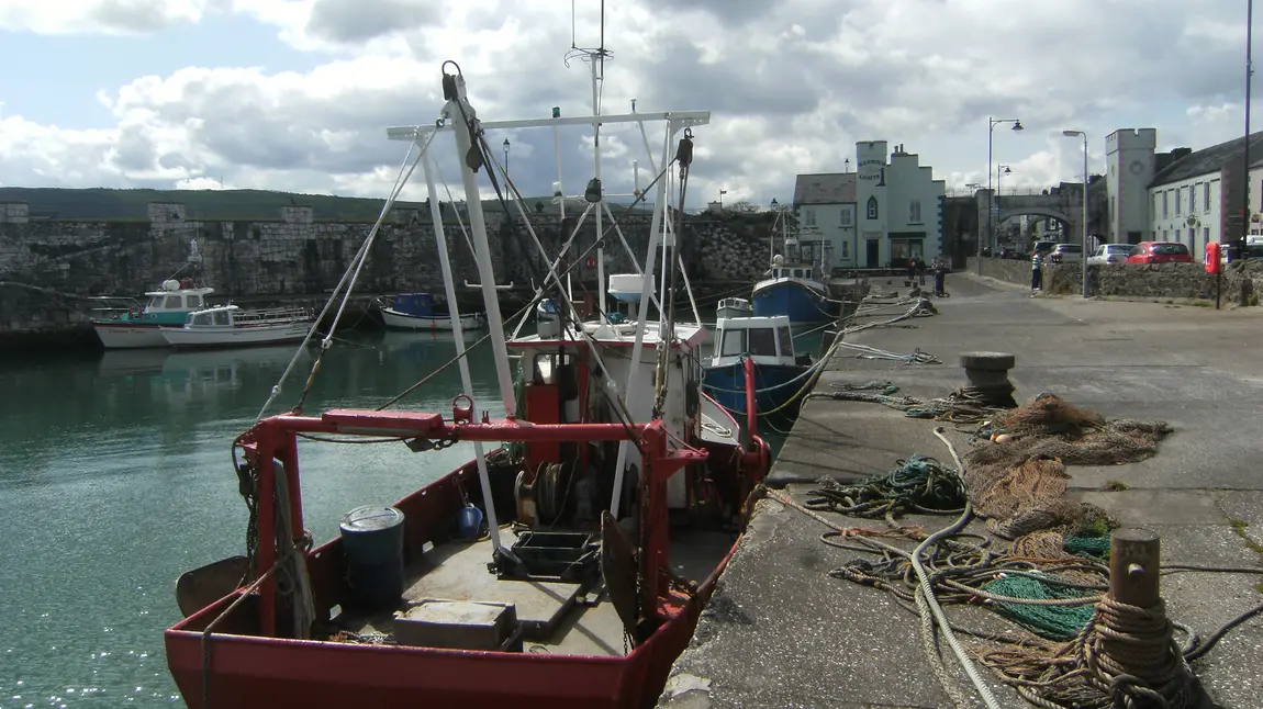 Fishing boats docked in Carnlough harbour