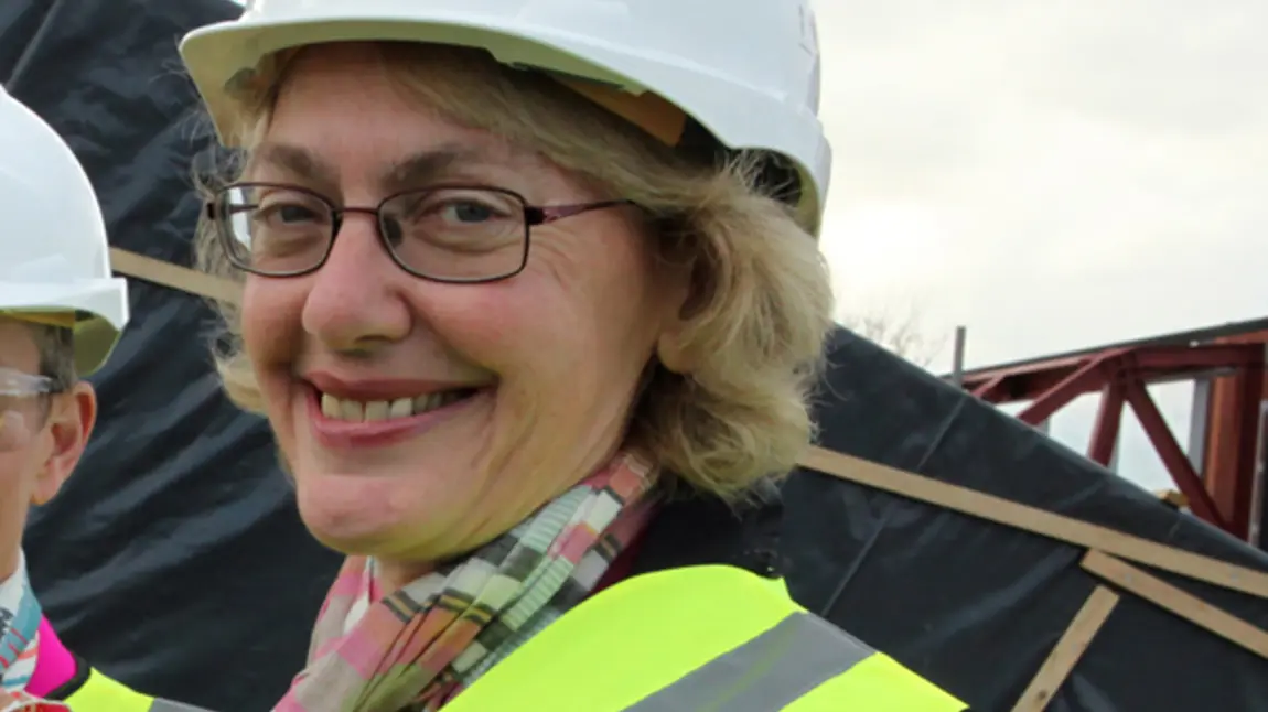 Carole Souter to step down as Chief Executive of the National Heritage Memorial Fund / Heritage Lottery Fund (NHMF/HLF) Carole Souter at the topping out ceremony at the Whitworth Art Gallery