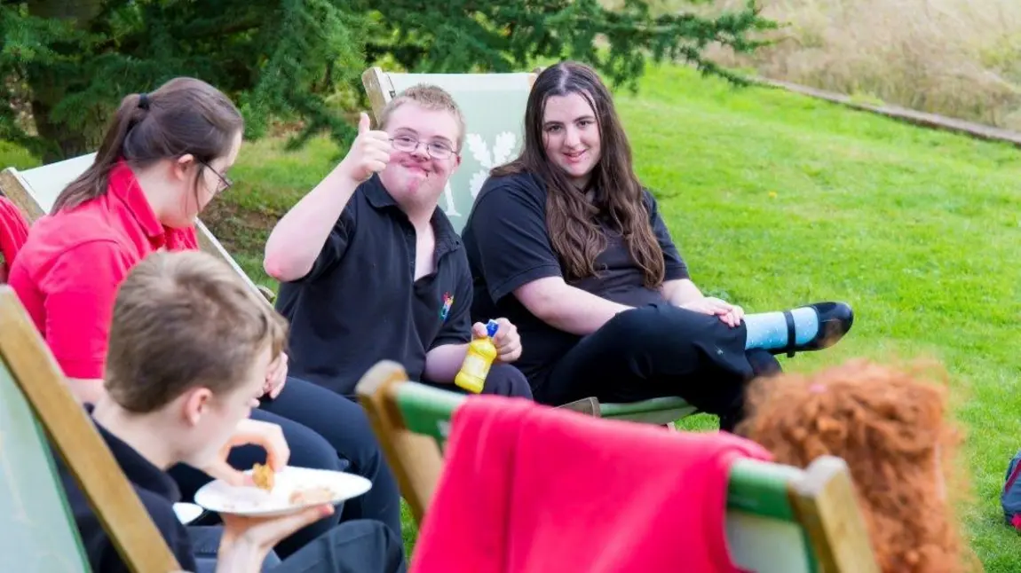 Children stop for a lunch break during the Potter and Ponder trail
