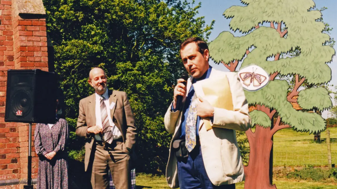 Sir Peter Luff opens Grafton Wood in 1997 with then Trust Chairman Ron Stanton