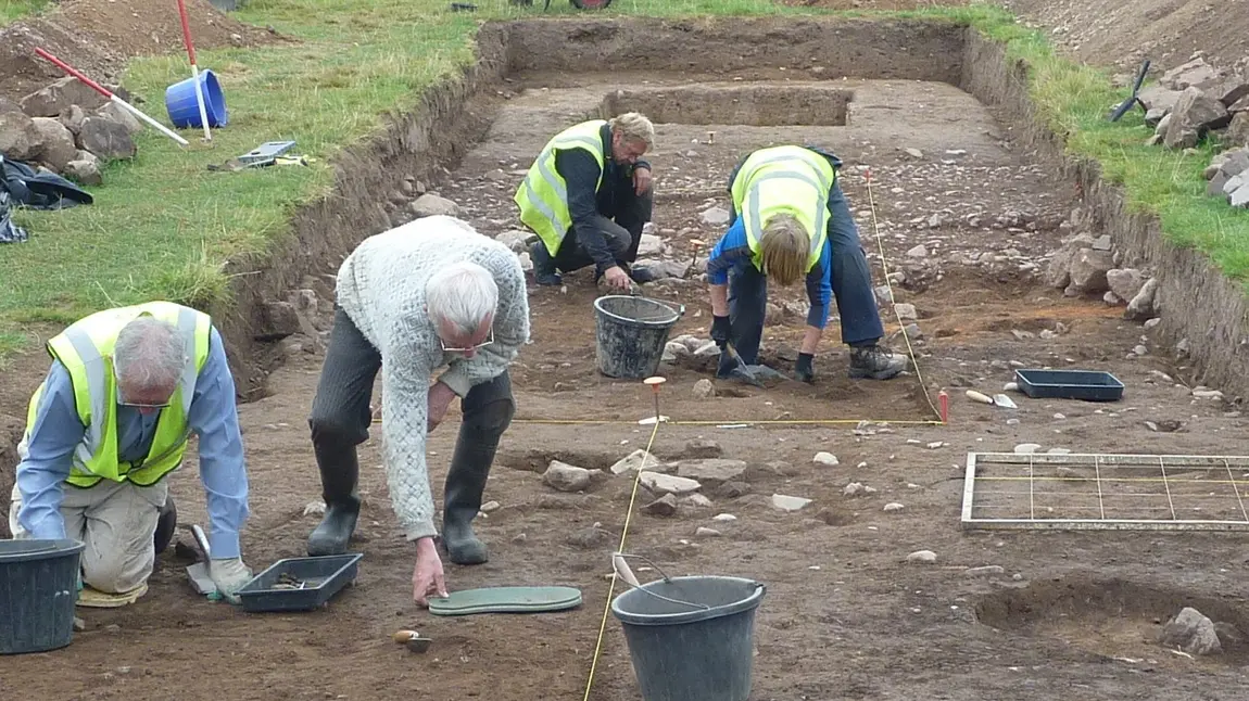 Archaeologists at the dig site