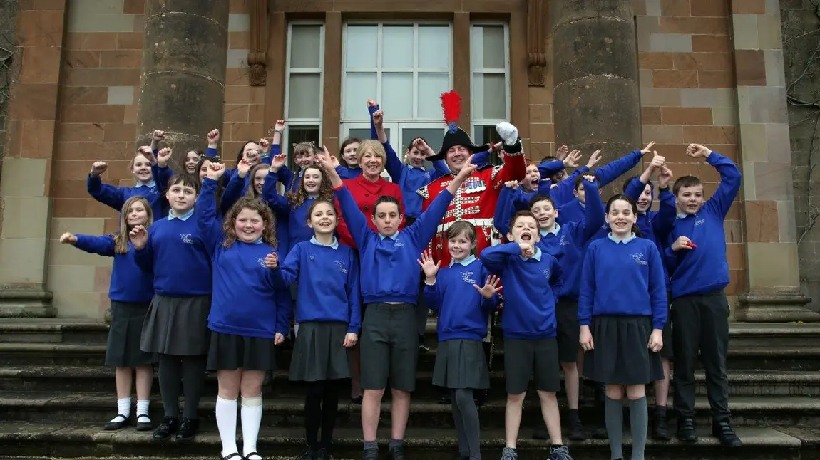 National Lottery support for historic castle and gardens School children visiting Hillsborough Castle